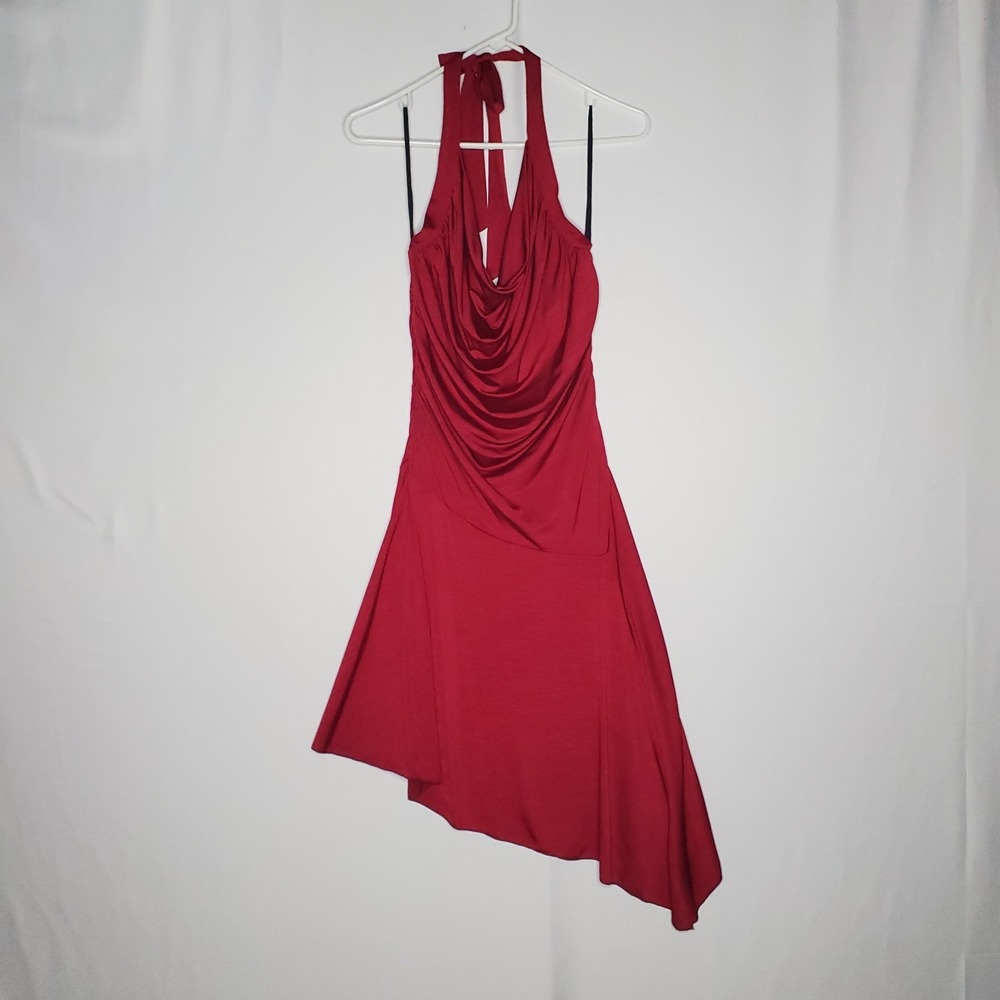 Charlotte Russe Y2K Asymmetric Dress Large Red Strappy Whimsygoth Romantic Fairy